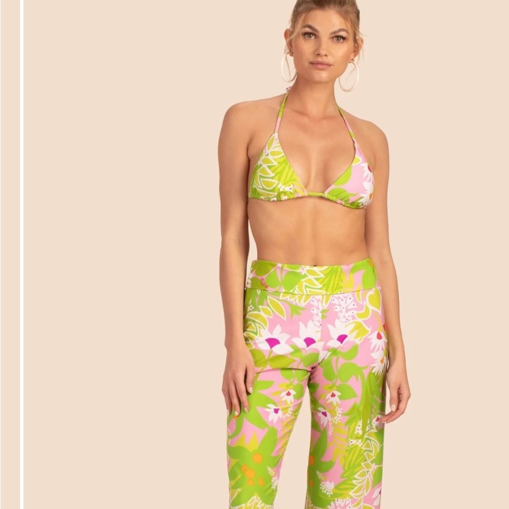 Trina Turk Green and Pink Floral Swim Coverup